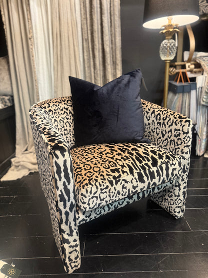 Leopard Chenille Velvet Arm Chair