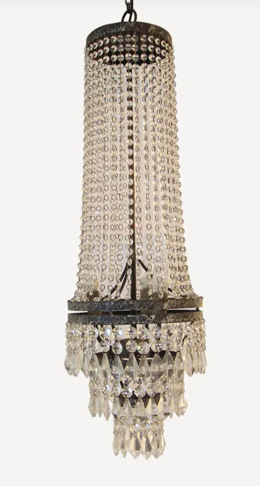 Long beaded cut glass Chandelier
