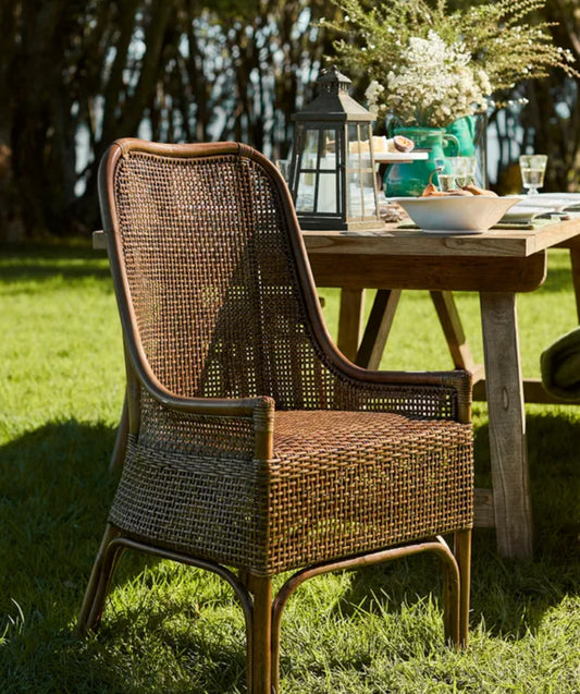 Rattan and Cane Dining Chair with padded seat