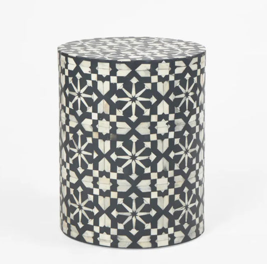 Bone Inlay Side Table grey / white