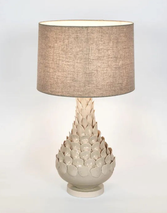 Ceramic Table Lamp with Natural Linen Shade