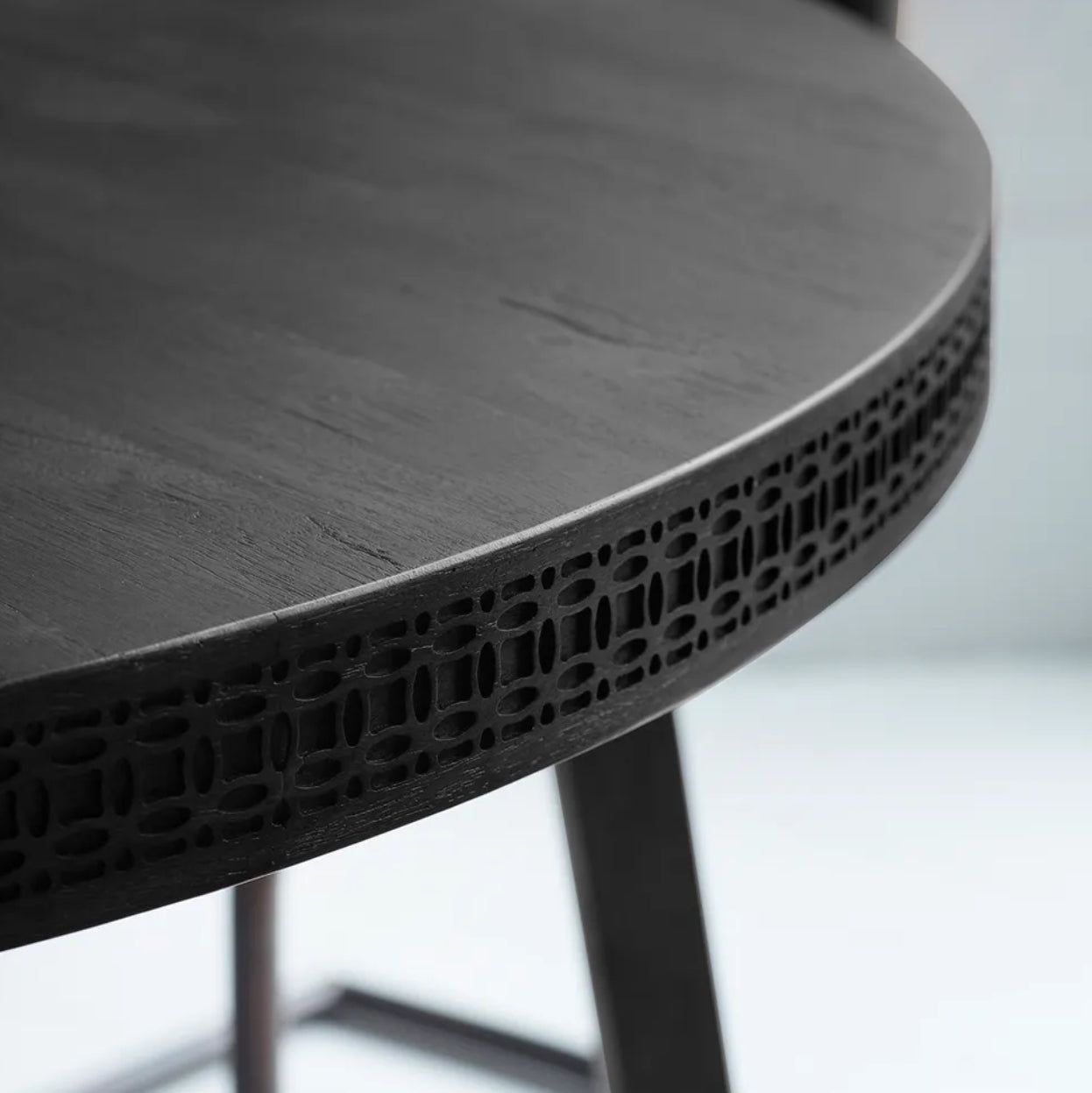 Boho Round Black Dining Table