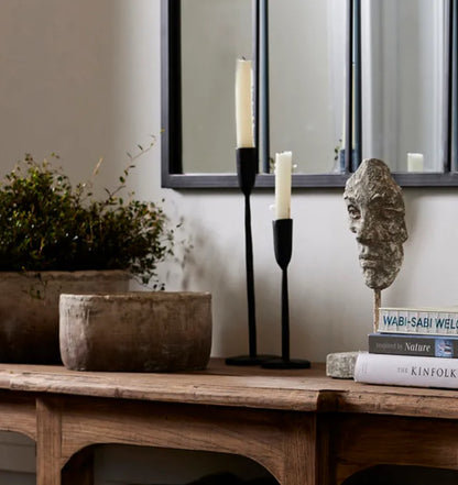 Matt Black Hand Forged Candleholder - 2 Sizes