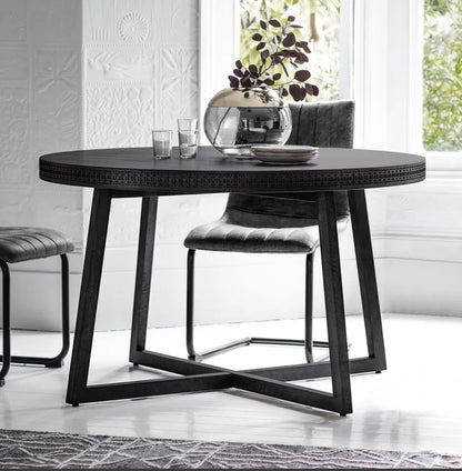 Boho Round Black Dining Table