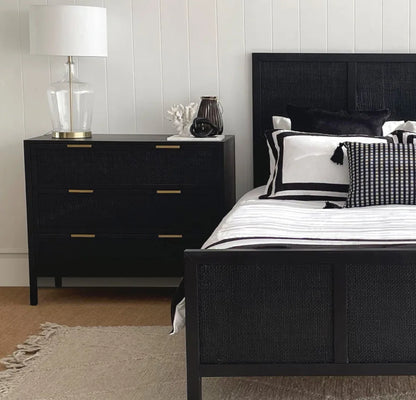 Timber & Rattan Chest of Drawers / Bedside.