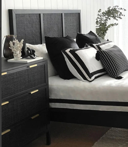 Timber & Rattan Chest of Drawers / Bedside.