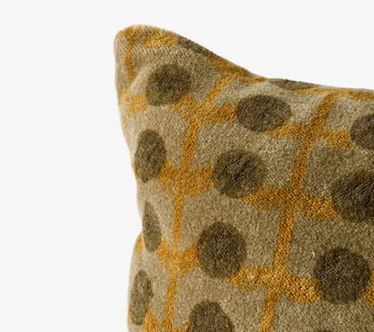 Dotty Hand Block Printed Velvet Cushion with Feather Insert