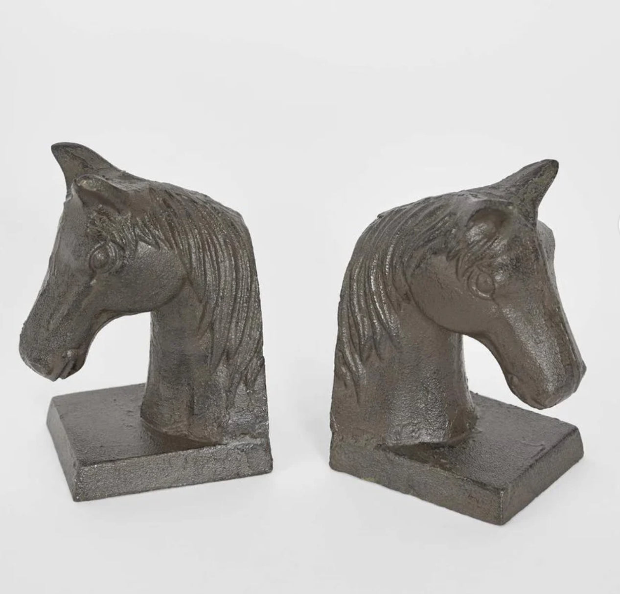 Cast Iron Horse Bust Bookends