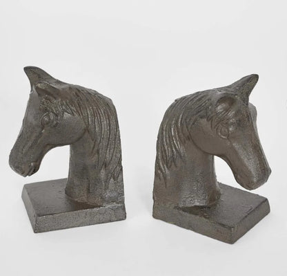 Cast Iron Horse Bust Bookends
