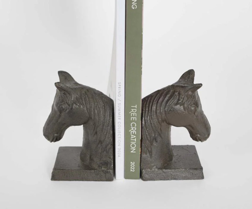 Cast Iron Horse Bust Bookends