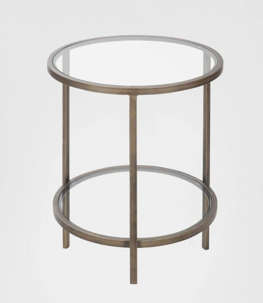 Brass Iron & Glass Side Table
