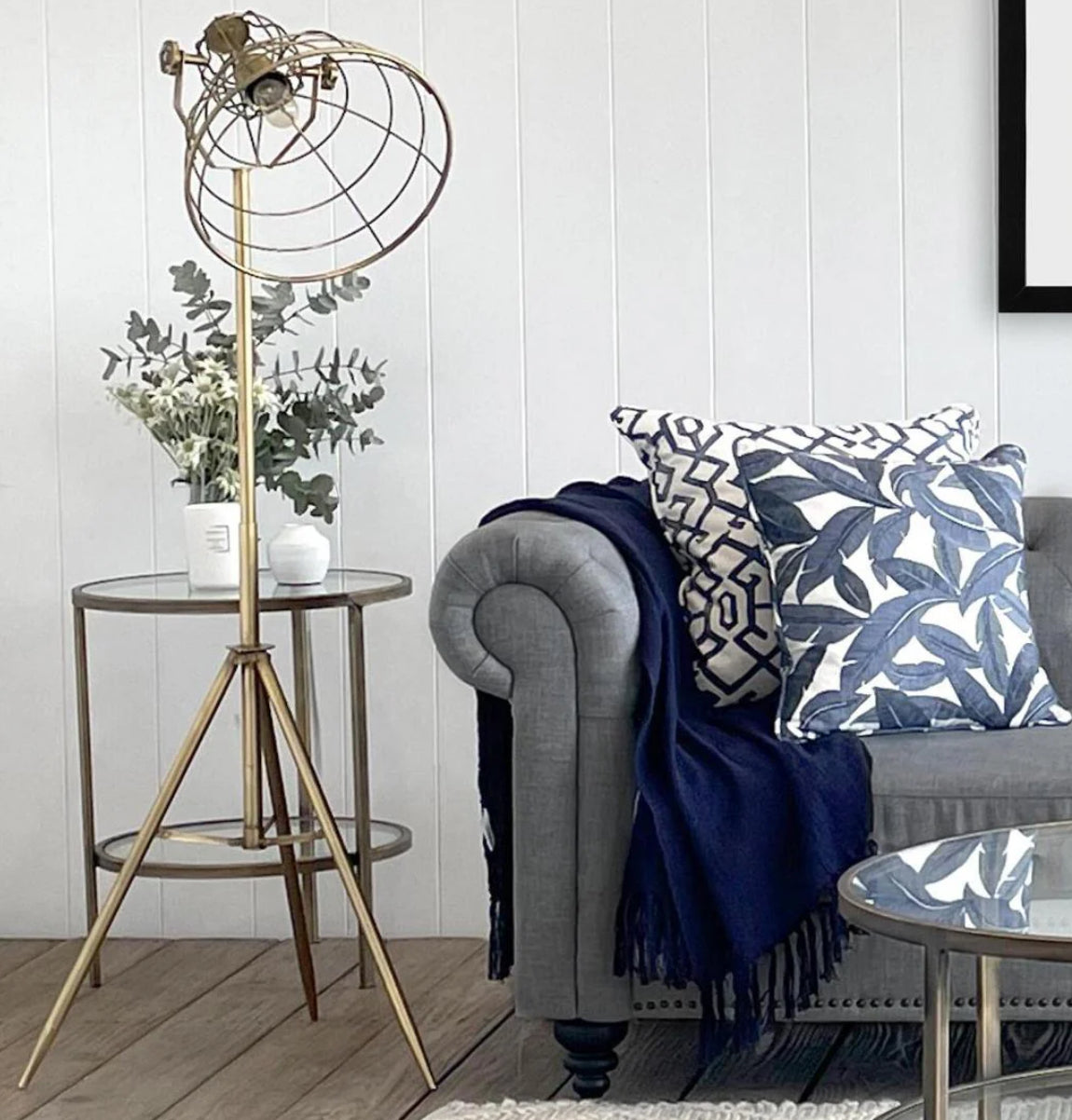 Brass Iron & Glass Side Table