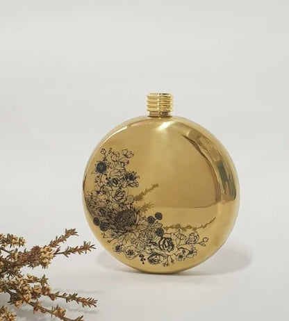 Floral Gold Hip Flask