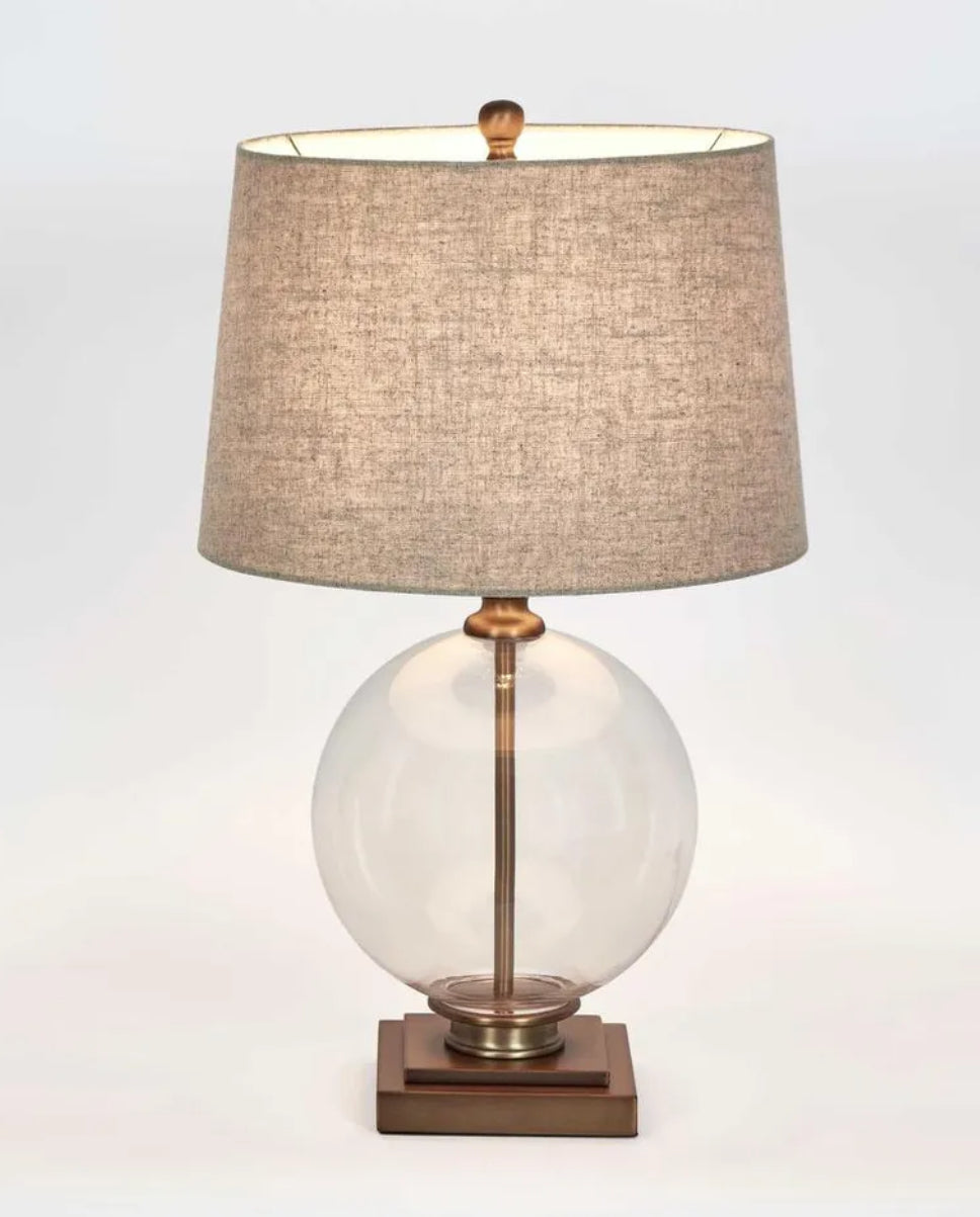 Antique Glass & Brass Table Lamp