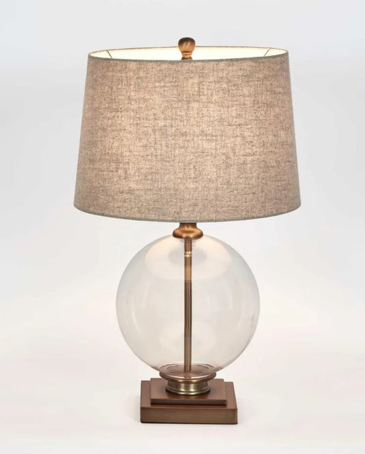Antique Glass & Brass Table Lamp