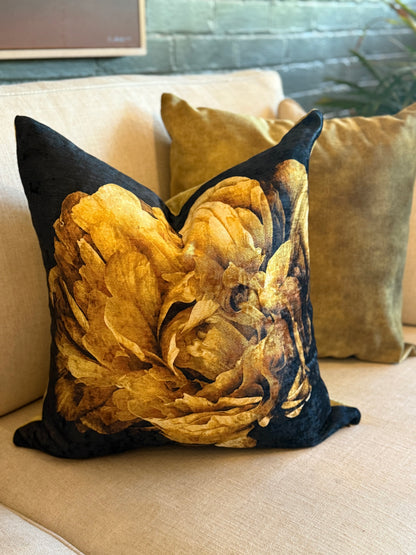 Gold Peony Cushion