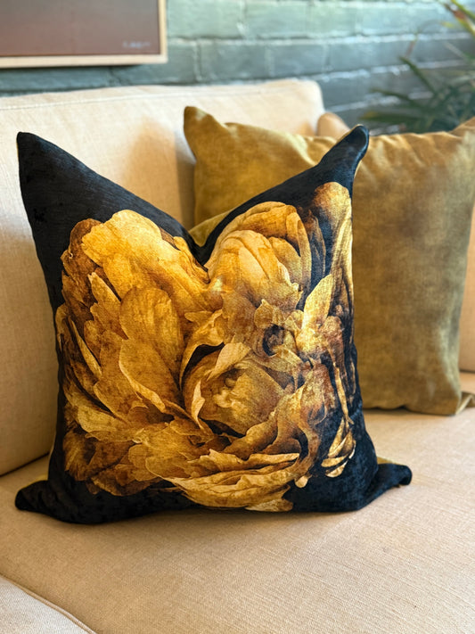 Gold Peony Cushion