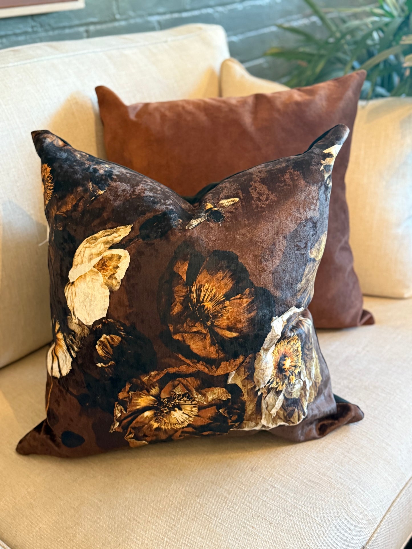 Cocoa Poppies Chenille Cushion