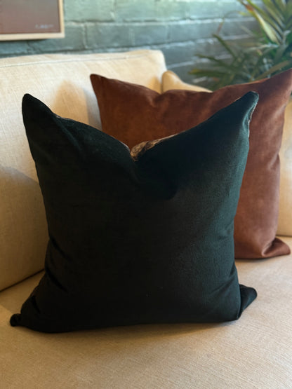 Lotus Night Chenille and Velvet Cushion