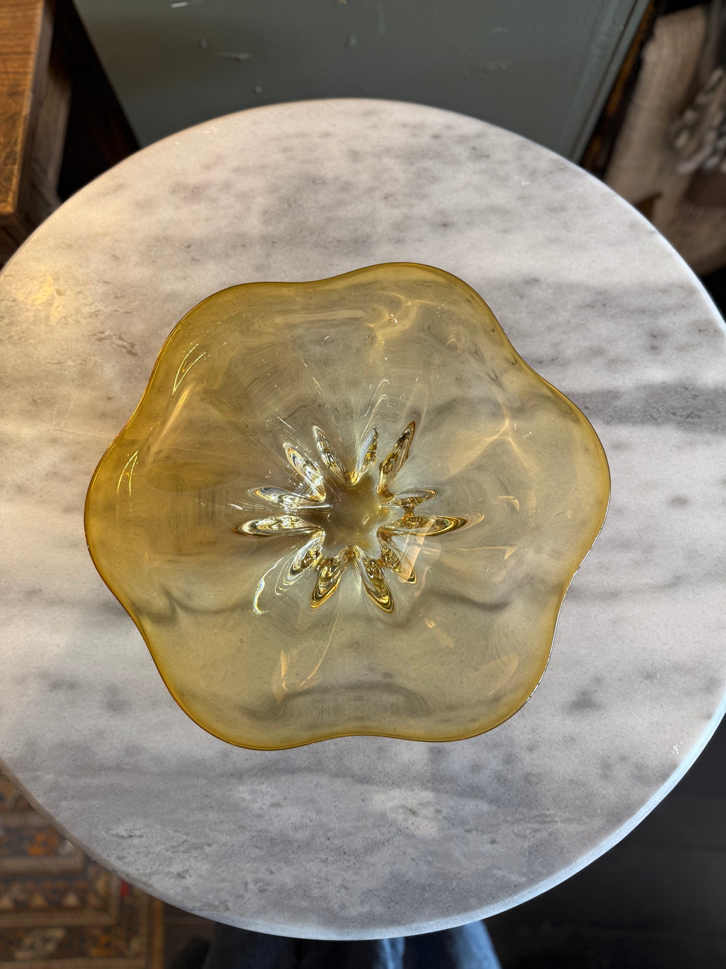 Vintage Amber Art Glass Platter