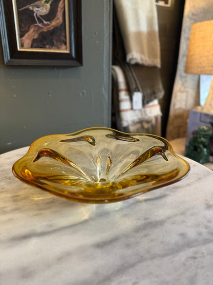 Vintage Amber Art Glass Platter
