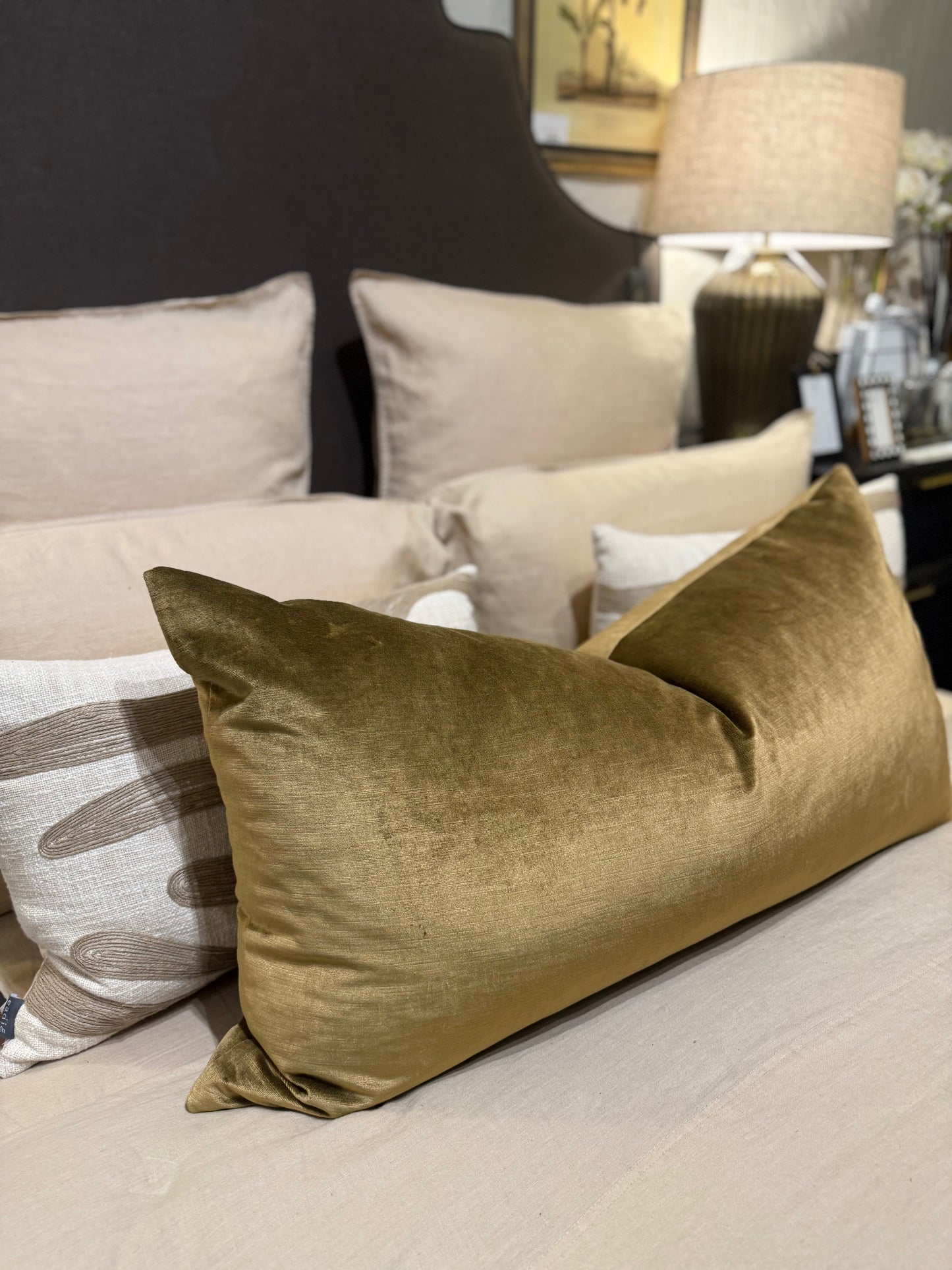 Oversized Gold Velvet Bolster Cushion