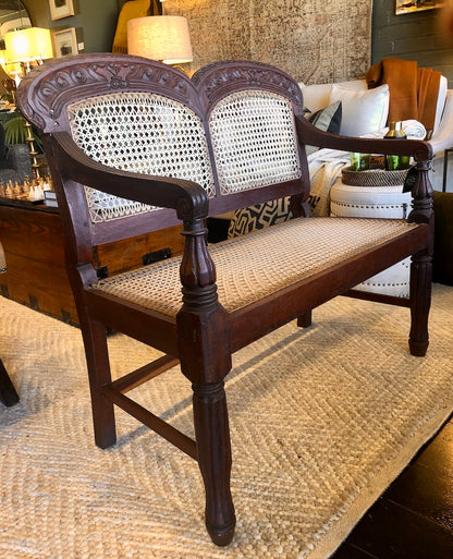 Indonesian Carved Wood Bench