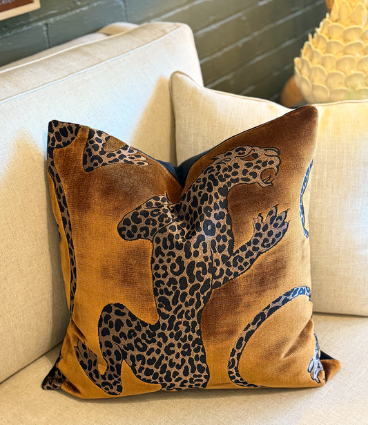 Panthera Velvet Cushion: Gold 55cm