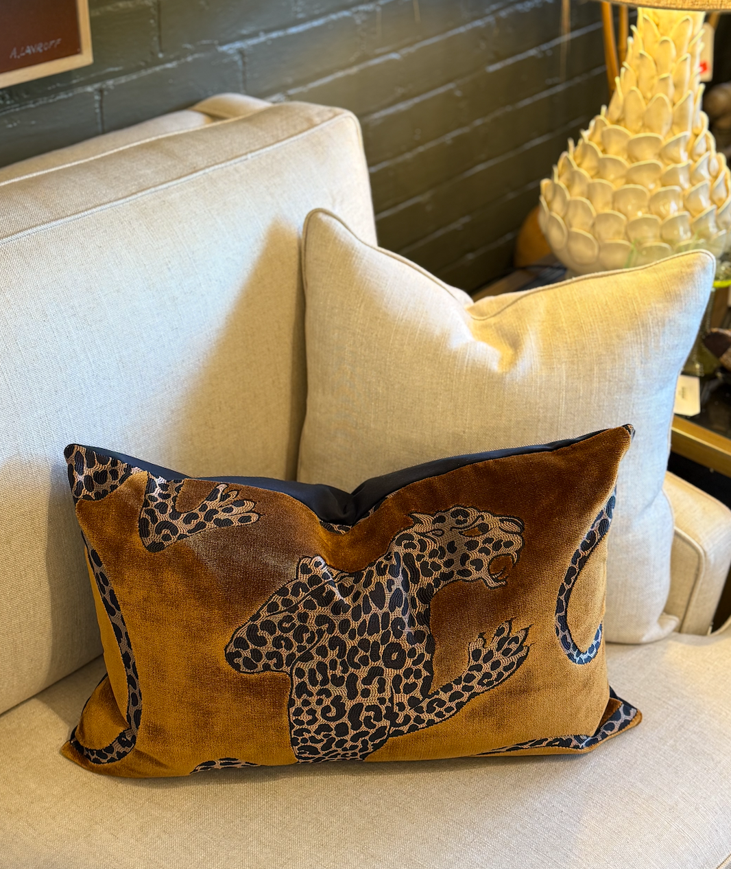 Panthera Velvet Cushion: Gold 40 x 60cm
