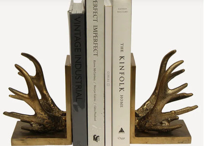 Antler Bookends in antique gold