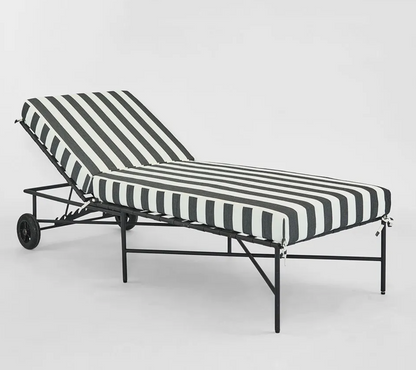 Santa Barbara Outdoor Black & White Stripe Iron Sun Lounge