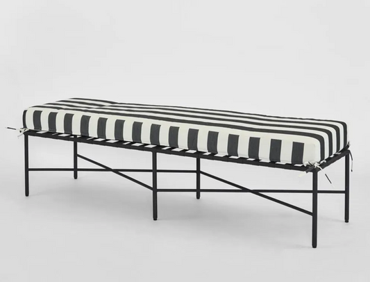 Outdoor Black & White Stripe Iron Bench