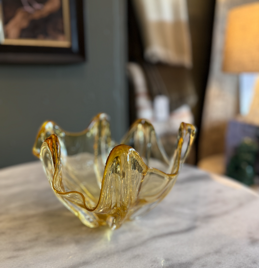 Vintage Amber Art Glass Bowl