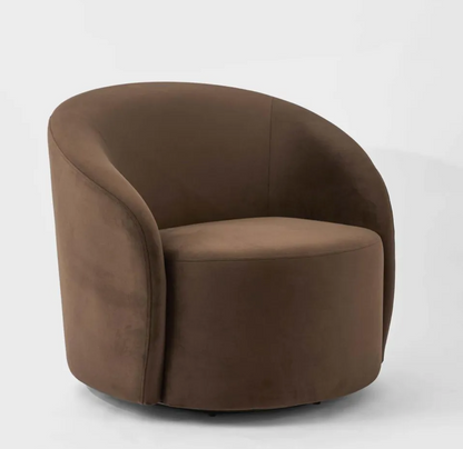 Chocolate Velvet Swivel Armchair