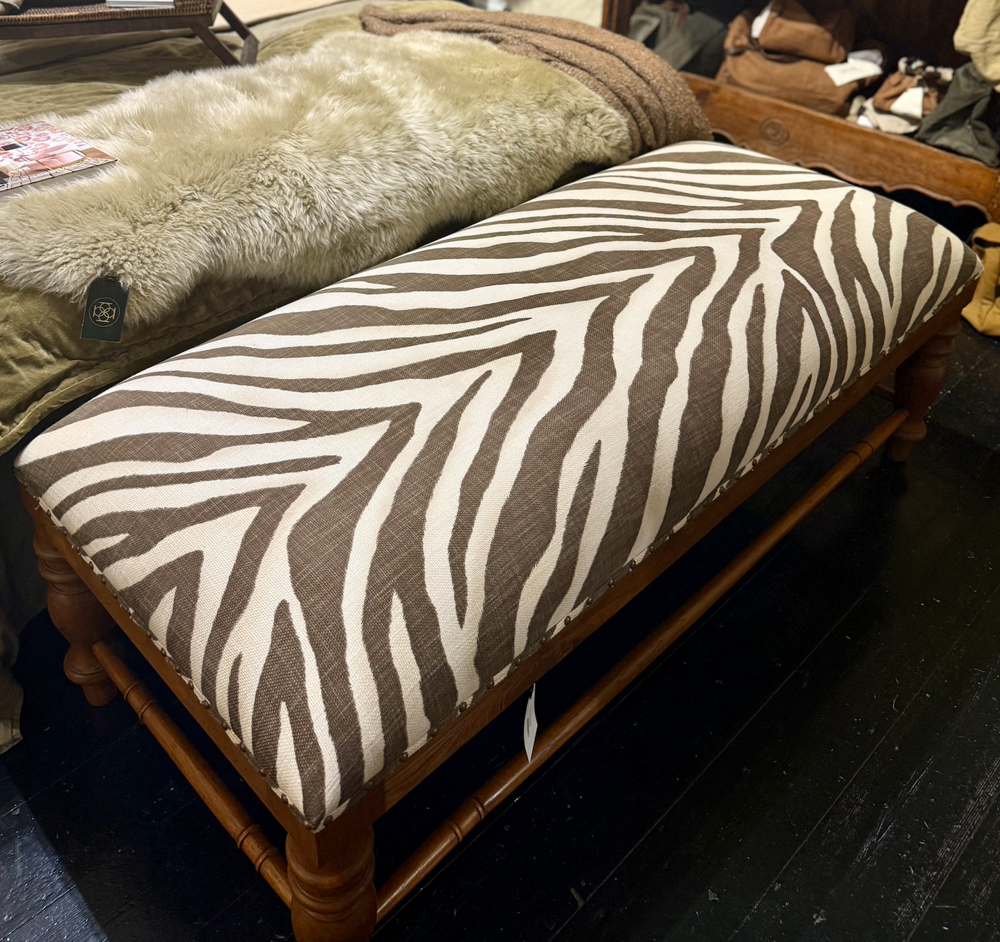 Upholstered Ottoman with Ralph Lauren Fabric