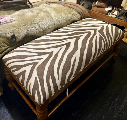 Upholstered Ottoman with Ralph Lauren Fabric