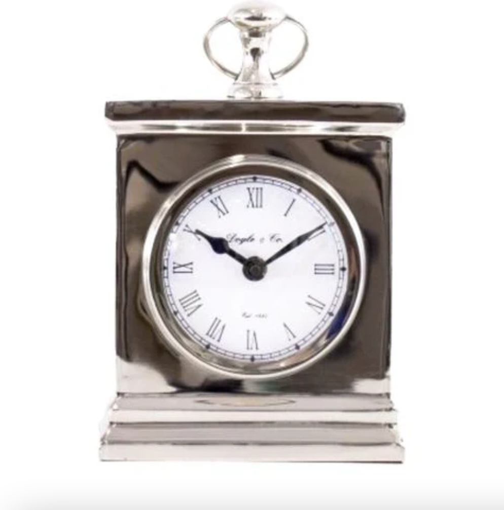 Silver Mantle Clock Large