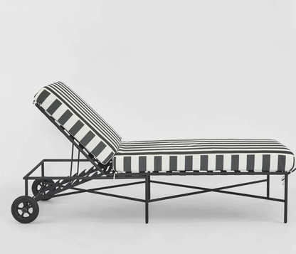 Santa Barbara Outdoor Black & White Stripe Iron Sun Lounge
