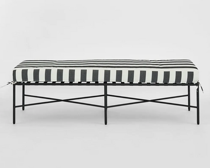 Outdoor Black & White Stripe Iron Bench