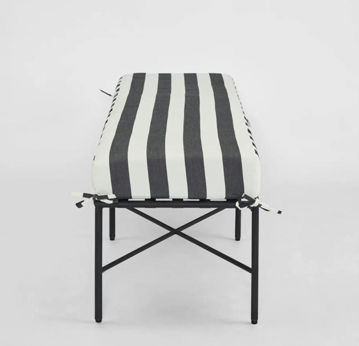 Outdoor Black & White Stripe Iron Bench