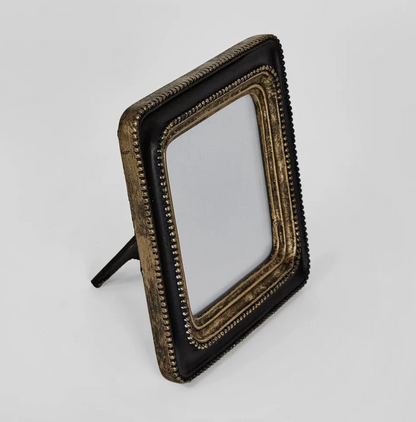 Black and Gold Beaded Square Photo Frame