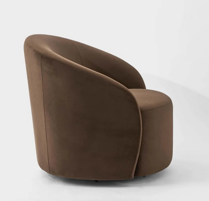 Chocolate Velvet Swivel Armchair