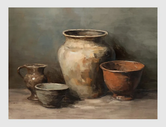 Rustic Pottery Still Life Canvas