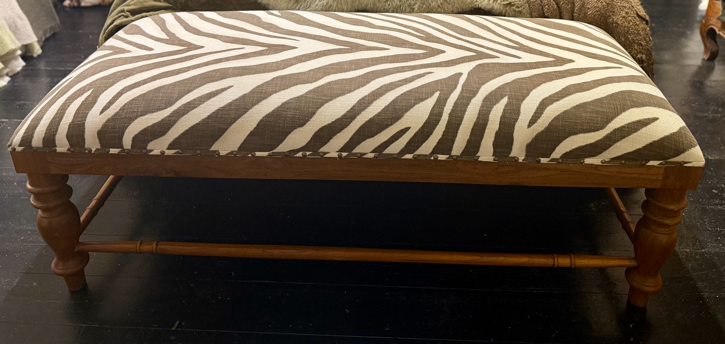 Upholstered Ottoman with Ralph Lauren Fabric