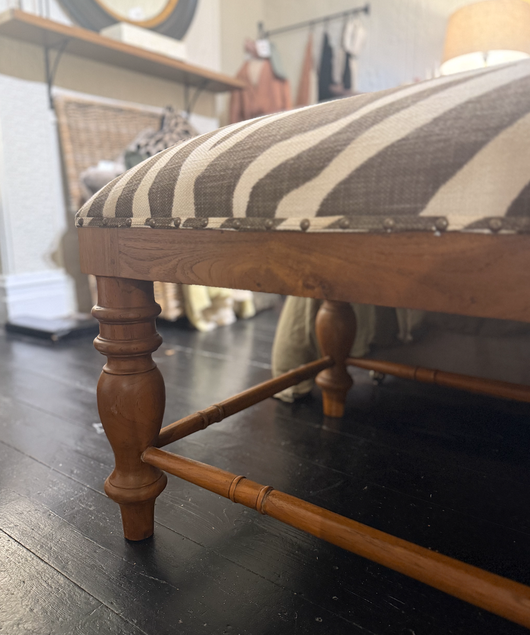 Upholstered Ottoman with Ralph Lauren Fabric
