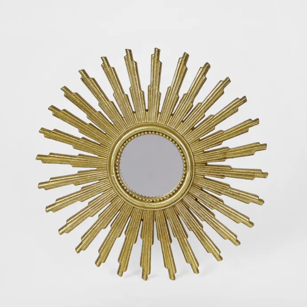 Sunburst Gilt Round Deco Mirror - small