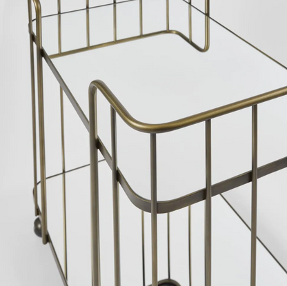 Two-Tiered Mirrored Bar Cart with Bronze Finish