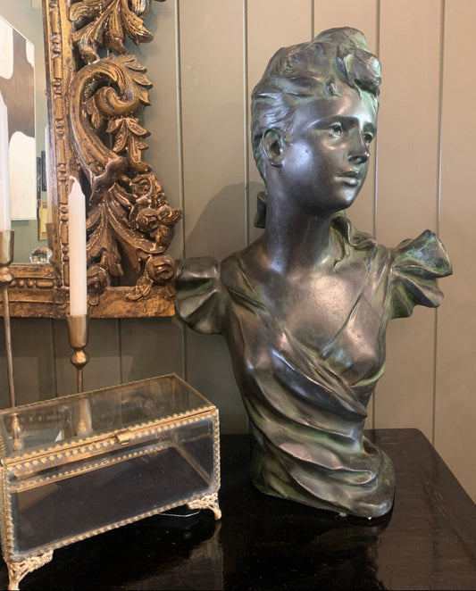 Vintage Art Nouveau Style Ceramic Bust