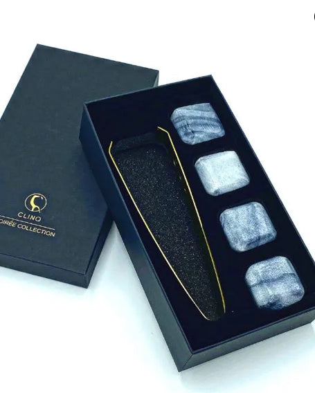 whiskey stone and tongs gift set box