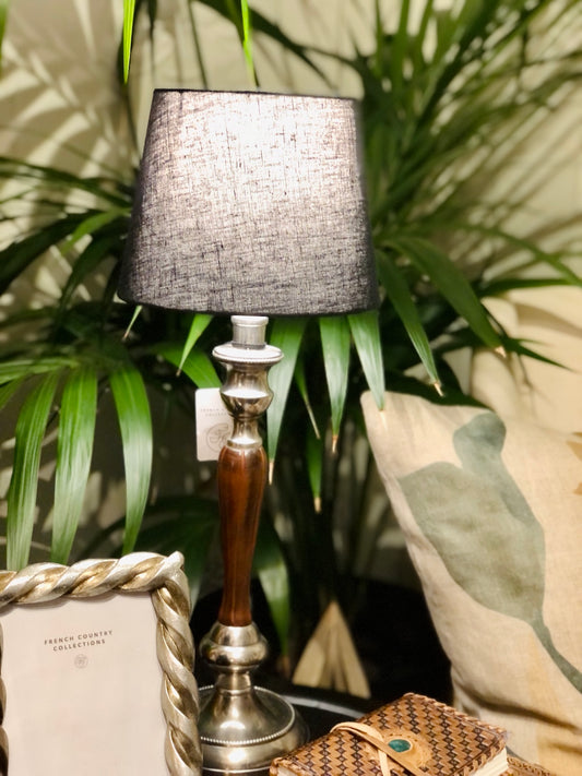 Wood & Silver Table Lamp
